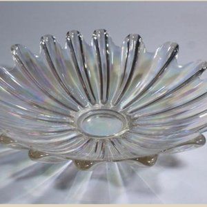 Vintage Iridescent Display Dish Bowl Flower Petal Design